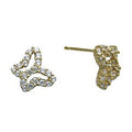 14k Yellow Gold CZ Hollow Butterfly Stud Earrings