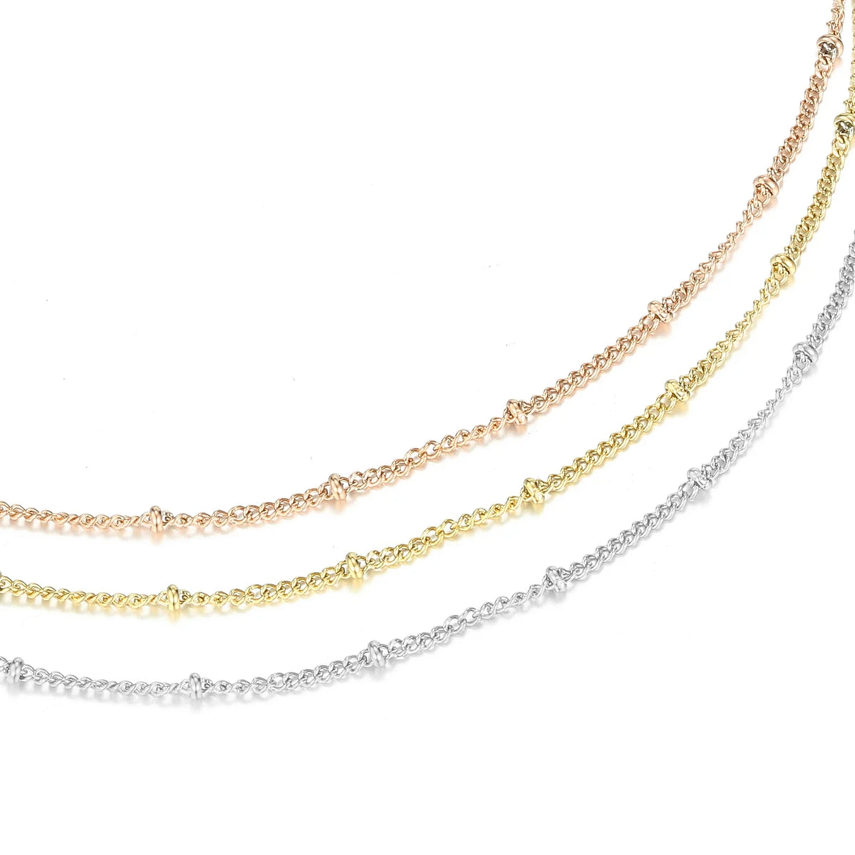SUNIBI Stainless Steel Chain Necklace for Women Gold Color Thin Choker Bead Chain Necklace Jewelry Wholesale Dropshipping