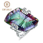 GEM'S BALLET 21.20Ct Natura Iolite Blue Mystic Quartz Gemstone Cocktail Rings 925 Sterling Silver Fine Jewelry for Women