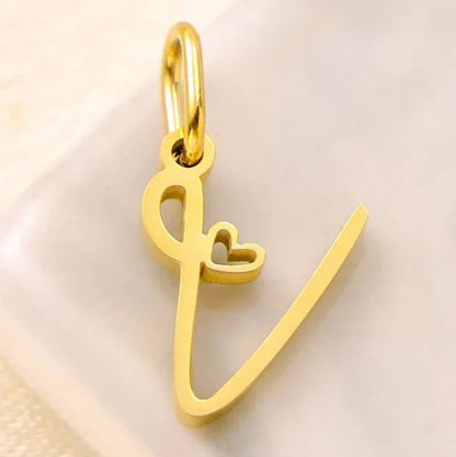 SUNIBI Personalized Initial Letter Heart Stainless Steel Accessories for Woman Necklace Ladies Jewelry Charm Gifts Wholesale