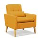 Accent Chair with Lumbar Pillow Natural Rubber Wood Legs Padded Cushions
