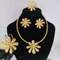 Luxury Female Jewelry Set Gold Color Necklace Big Circle Earrings Bangle Ring for Fashion Women Dubai African Party Jewelry