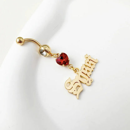 DUOYING Bling Birthstone Belly Ring Custom Name Belly Button Stud Nameplate Charming Body Jewelry Piercing For Women Gift