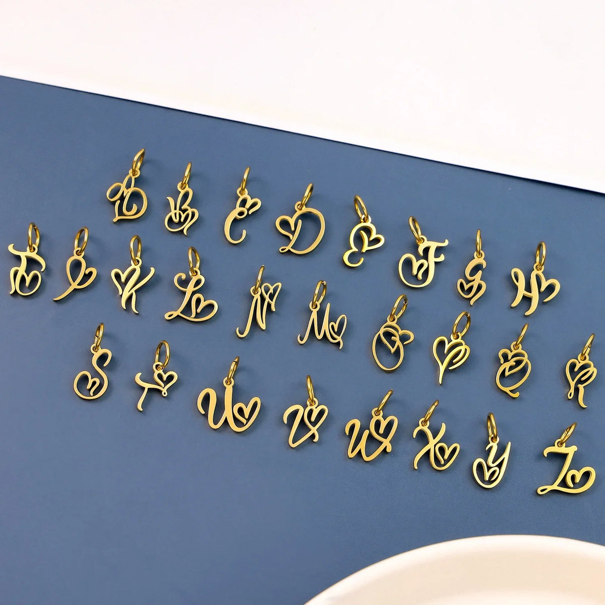 SUNIBI Heart Art Initial Alphabet Pendant DIY Name Customized Birthday Gift Stainless Steel Women Fashion Jewelry A-Z Wholesale
