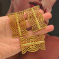 African Gold Color Jewelry Set for Party Hollow Out Design Hook Earrings and Finger Ring 2Pcs Set for Nigerian Jewelry Accessory