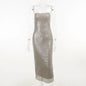 Sleeveless Glitter Sequined Evening Party Club Maxi Dress