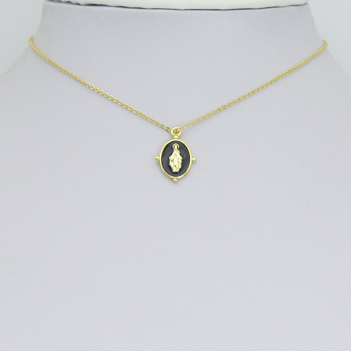 Oval Black/White/Blue/GreenEnamel Mary Saint Oval shape Pendant, Sku#B135