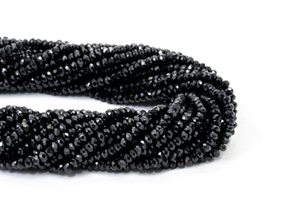Quality Faceted Black Spinel Rondelle Beads 1x2mm/2x3mm/2x4m, SKU#U101