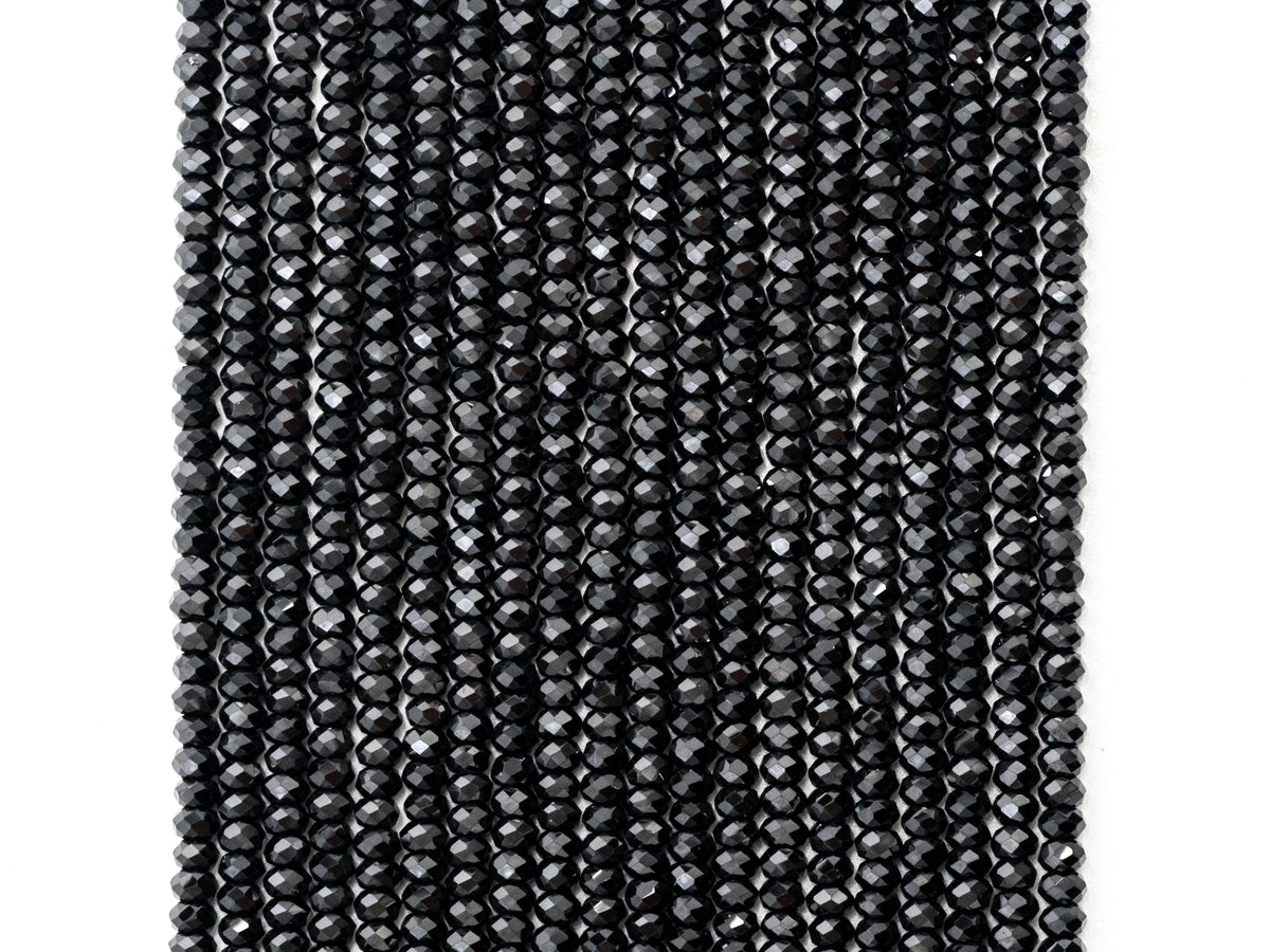 Quality Faceted Black Spinel Rondelle Beads 1x2mm/2x3mm/2x4m, SKU#U101