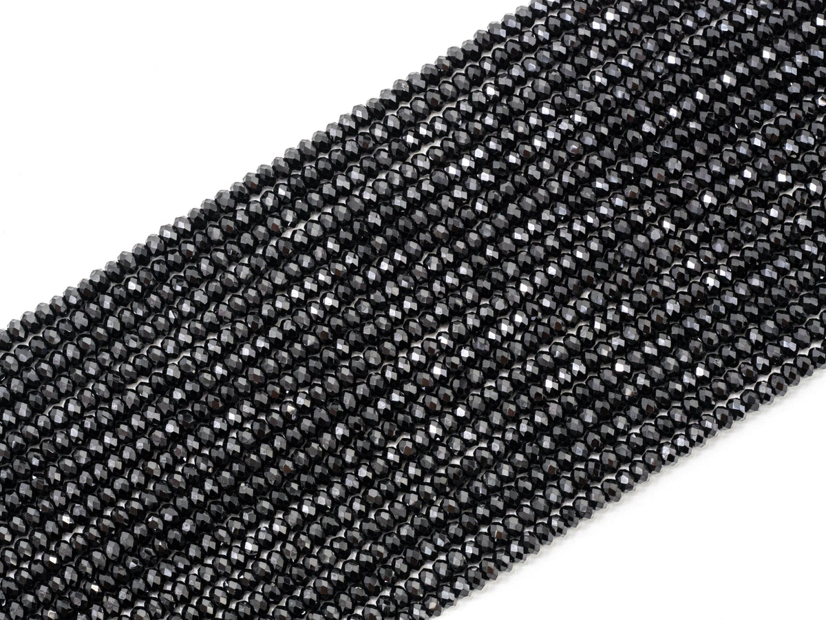 Quality Faceted Black Spinel Rondelle Beads 1x2mm/2x3mm/2x4m, SKU#U101
