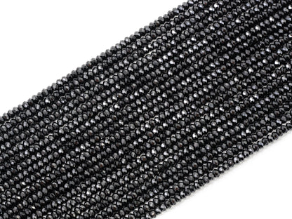 Quality Faceted Black Spinel Rondelle Beads 1x2mm/2x3mm/2x4m, SKU#U101