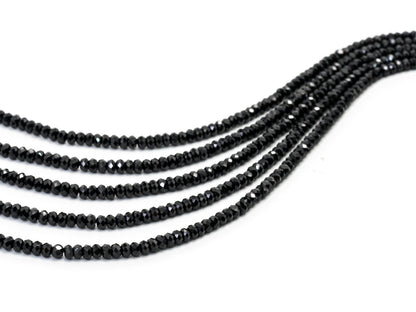 Quality Faceted Black Spinel Rondelle Beads 1x2mm/2x3mm/2x4m, SKU#U101