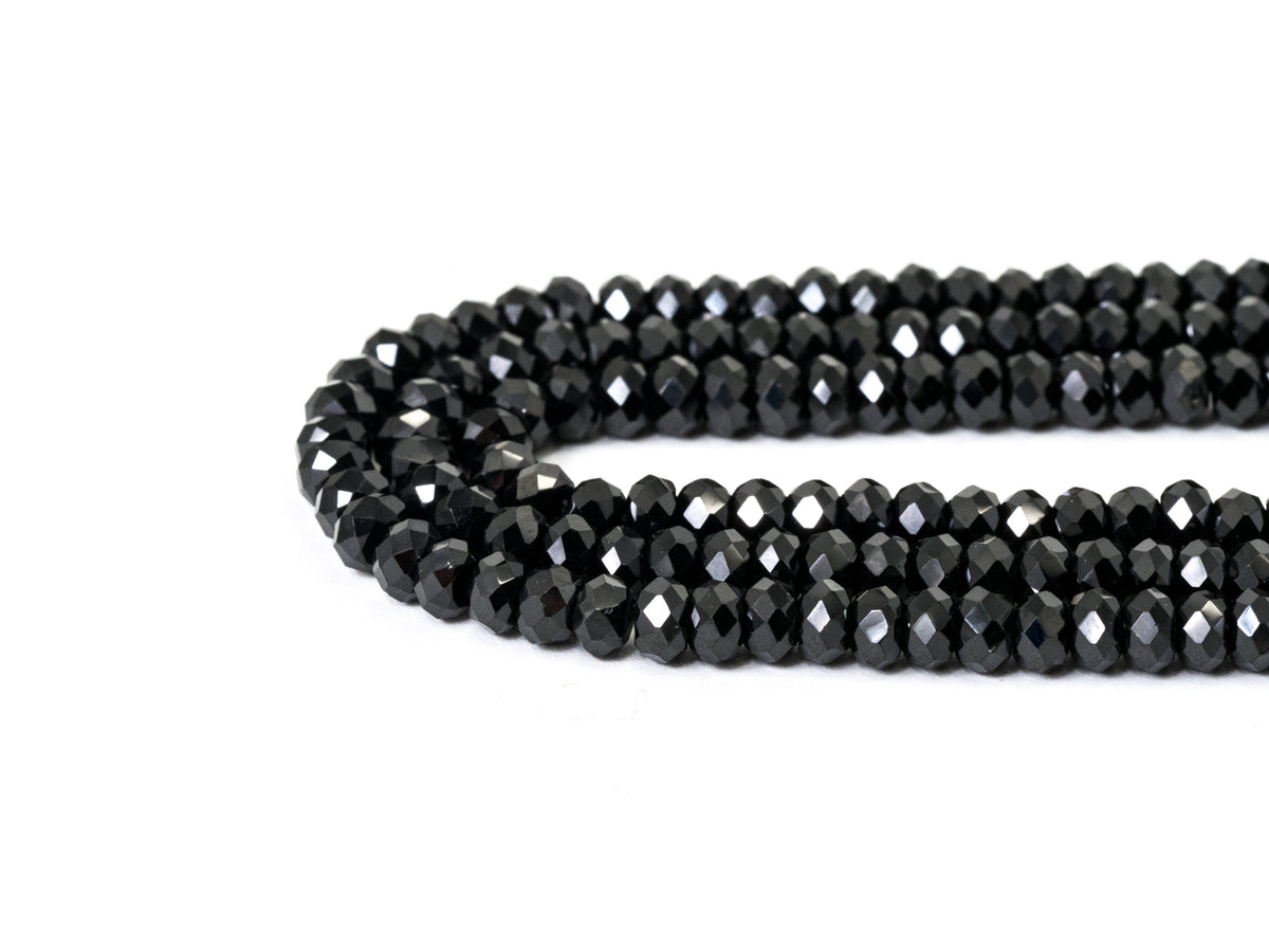 Quality Faceted Black Spinel Rondelle Beads 1x2mm/2x3mm/2x4m, SKU#U101