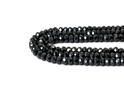Quality Faceted Black Spinel Rondelle Beads 1x2mm/2x3mm/2x4m, SKU#U101