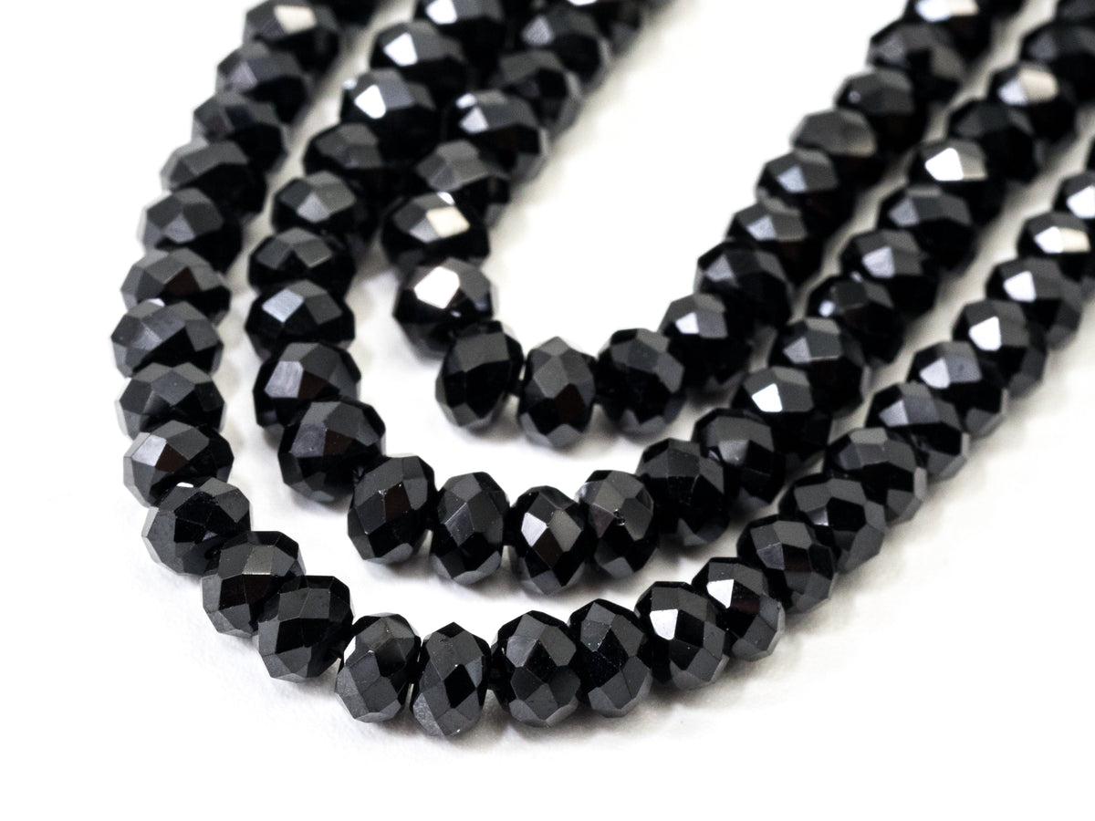 Quality Faceted Black Spinel Rondelle Beads 1x2mm/2x3mm/2x4m, SKU#U101