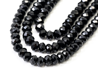 Quality Faceted Black Spinel Rondelle Beads 1x2mm/2x3mm/2x4m, SKU#U101