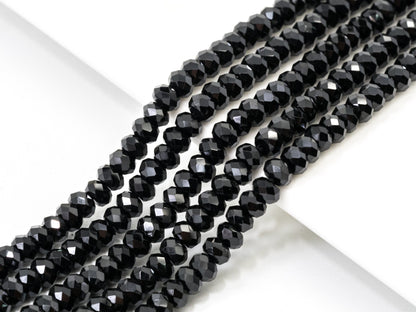 Quality Faceted Black Spinel Rondelle Beads 1x2mm/2x3mm/2x4m, SKU#U101
