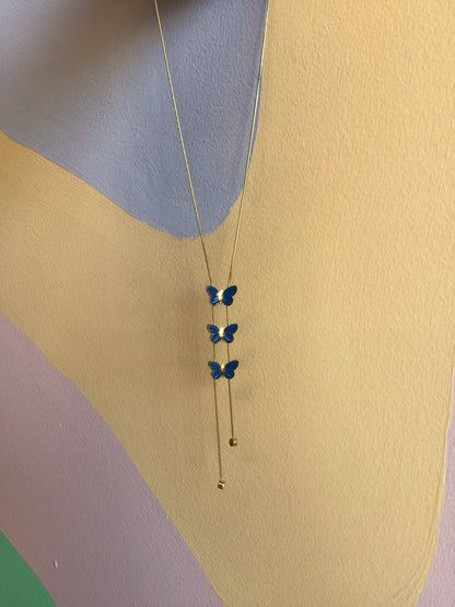 Titanium Butterfly Bolo Trio Necklace