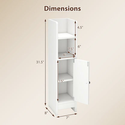 Bathroom Slim Cabinet Corner with Door and Adjustable Shelf