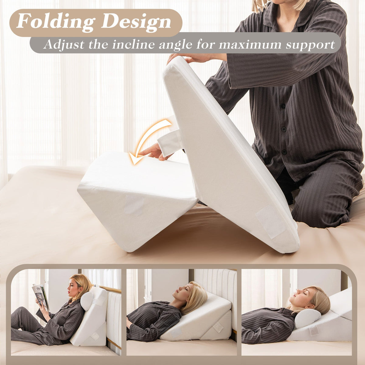 3 Pieces Bed Wedge Pillow Set with Air Memory Foam