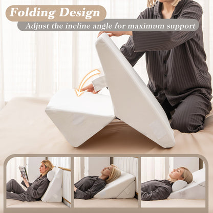 3 Pieces Bed Wedge Pillow Set with Air Memory Foam