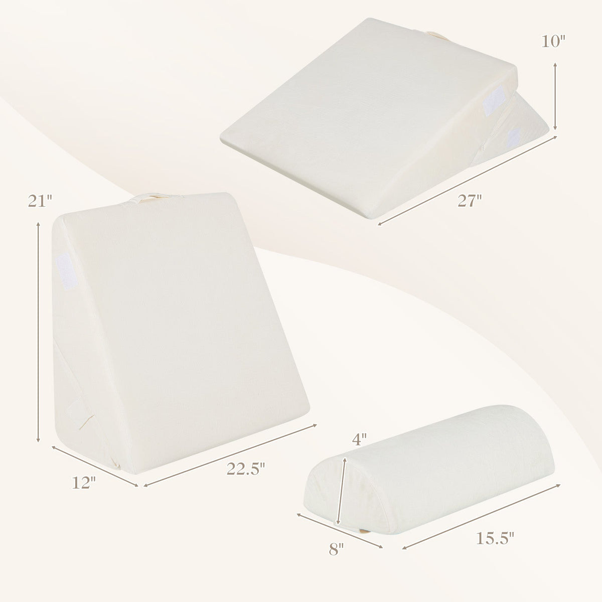 3 Pieces Bed Wedge Pillow Set with Air Memory Foam
