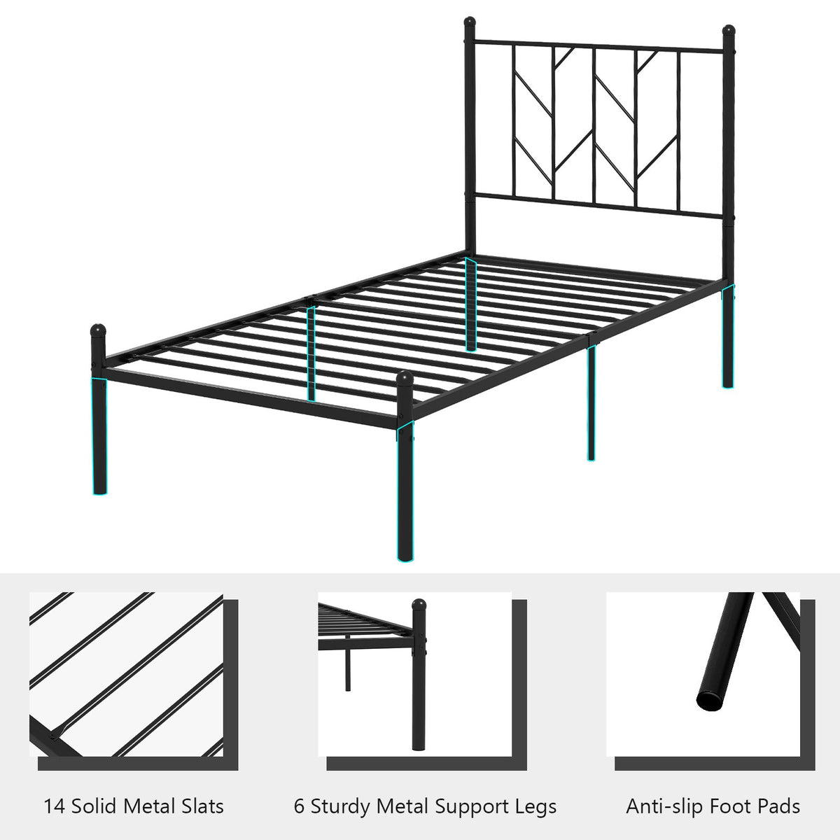 Twin/Full/Queen Size Platform Bed Frame with Sturdy Metal Slat Support