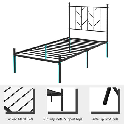 Twin/Full/Queen Size Platform Bed Frame with Sturdy Metal Slat Support