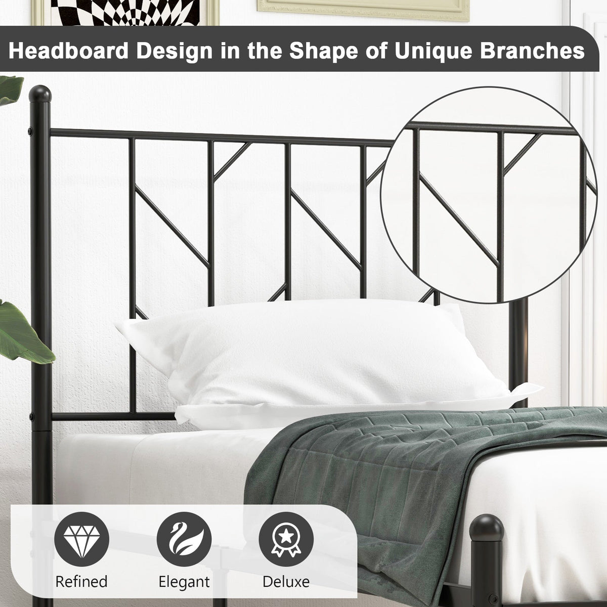 Twin/Full/Queen Size Platform Bed Frame with Sturdy Metal Slat Support