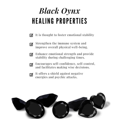 Natural Black Onyx December Birthstone Earrings with Screw Back