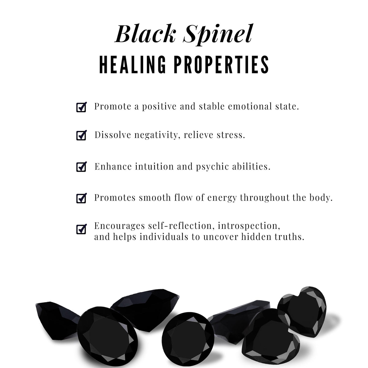 Natural Black Spinel Flower Band Ring for Women