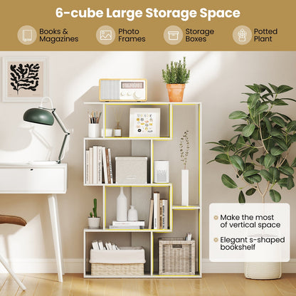 47 Inch 6-Cube Open-back Geometric Bookshelf for Bedroom Living Room