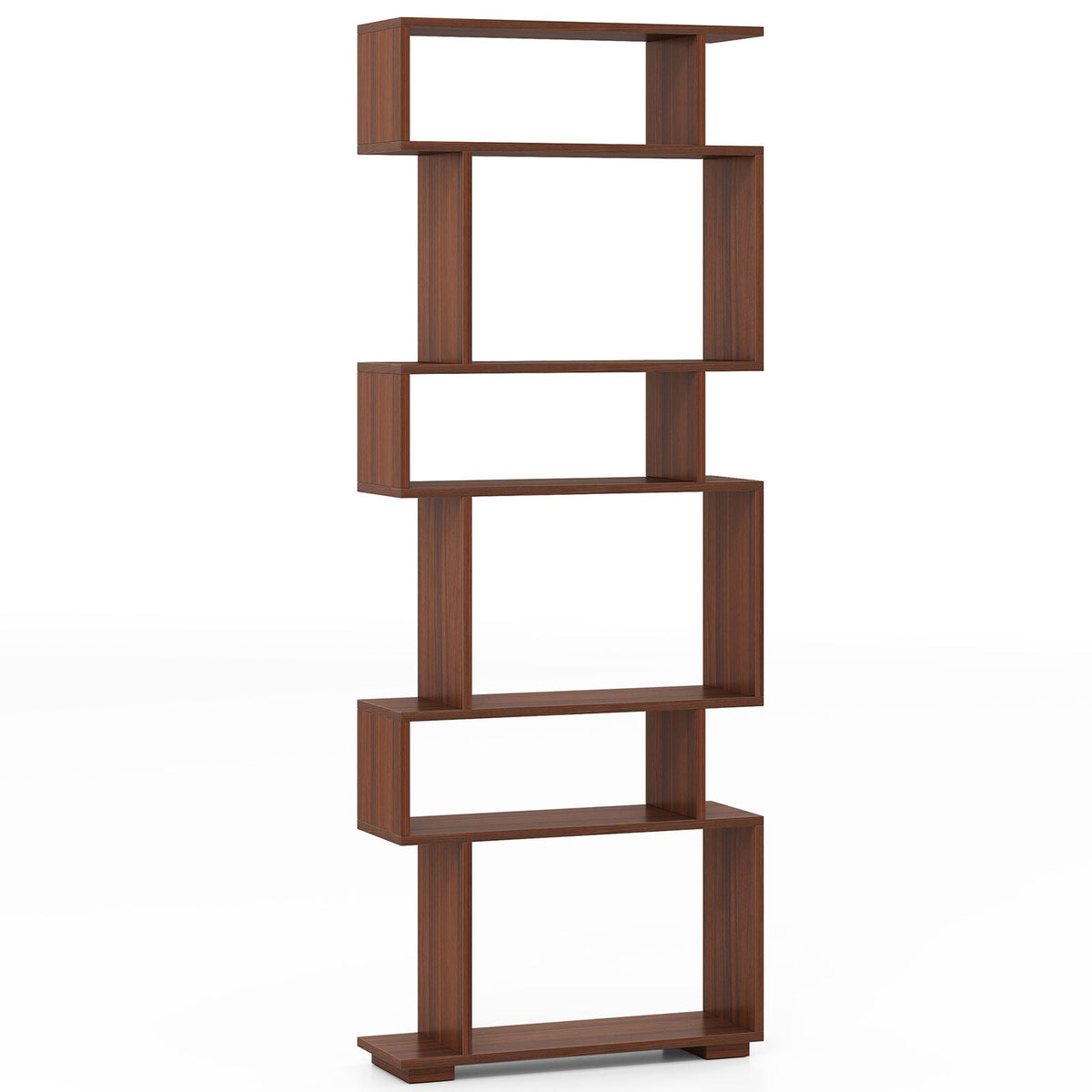 6-Tier Geometric Bookshelf with 2 Anti-Tipping Kits for Home Office