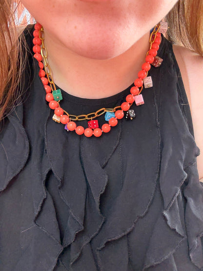 Salmon Beaded Necklace