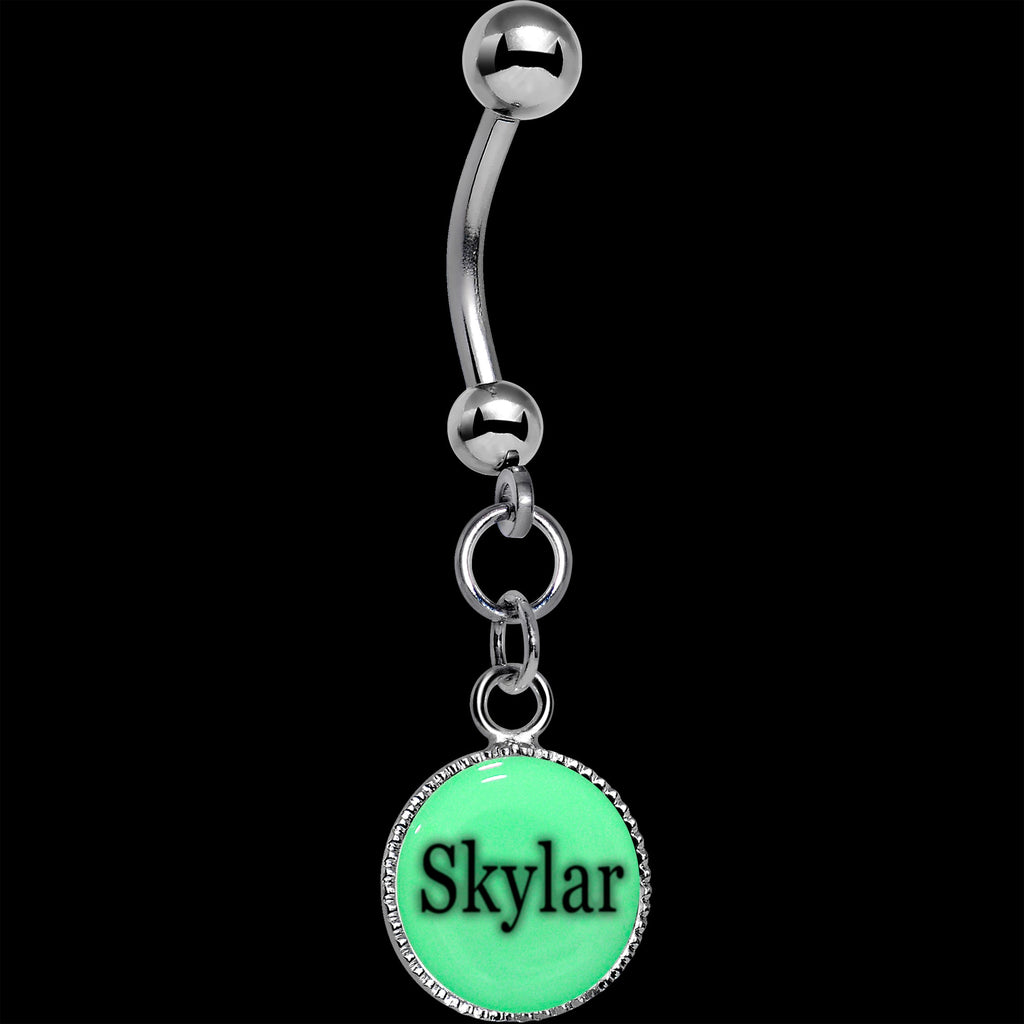 Custom Glow in the Dark Personalized Name Dangle Belly Ring