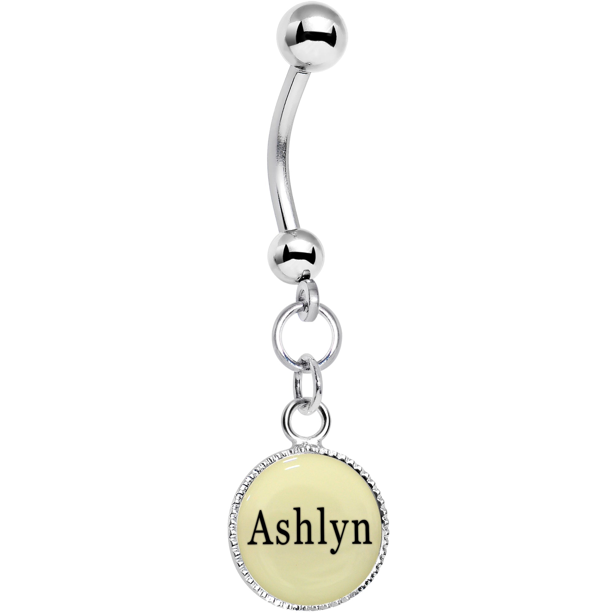 Custom Glow in the Dark Personalized Name Dangle Belly Ring