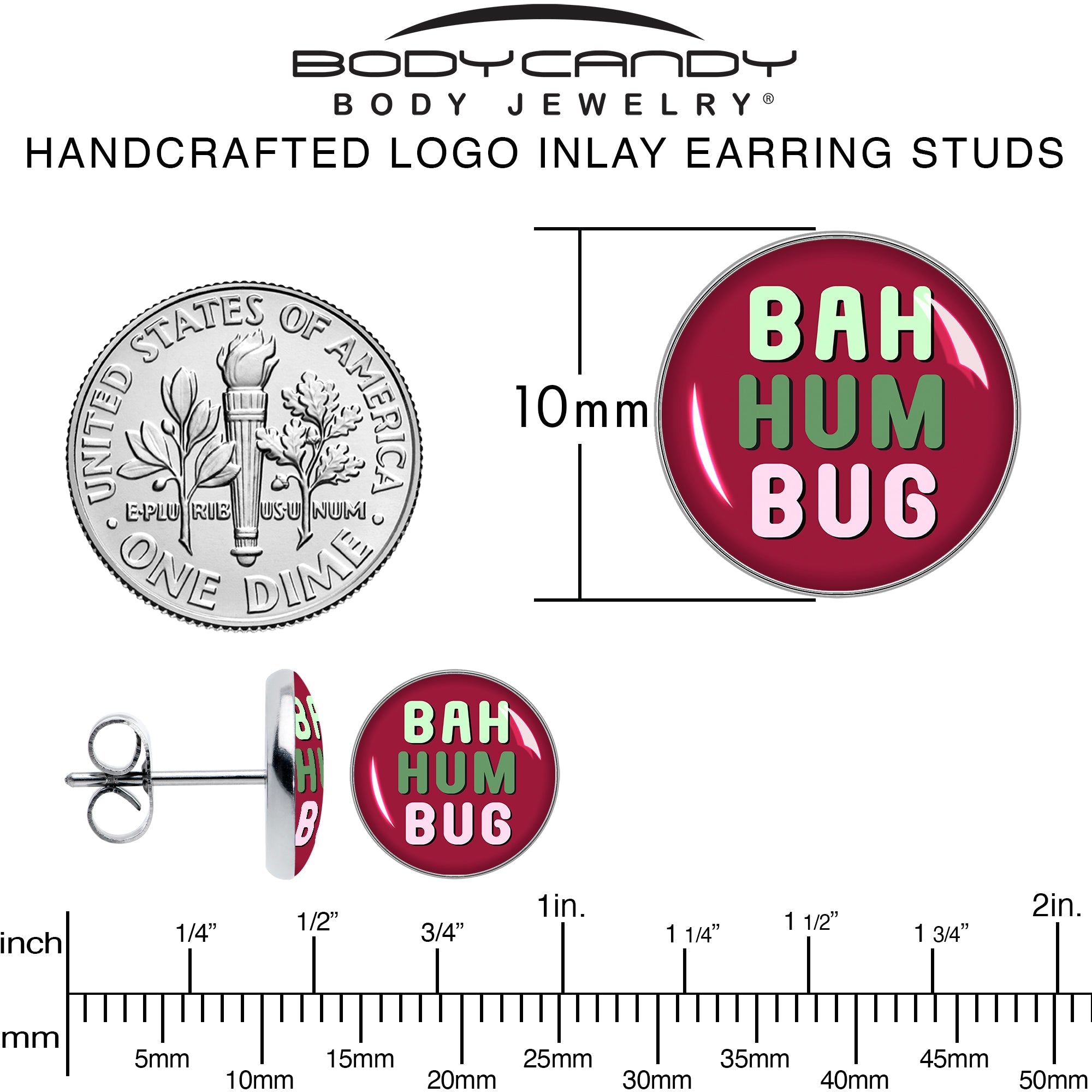 Bah Humbug Holiday Grouch Stud Earrings by Onyx O