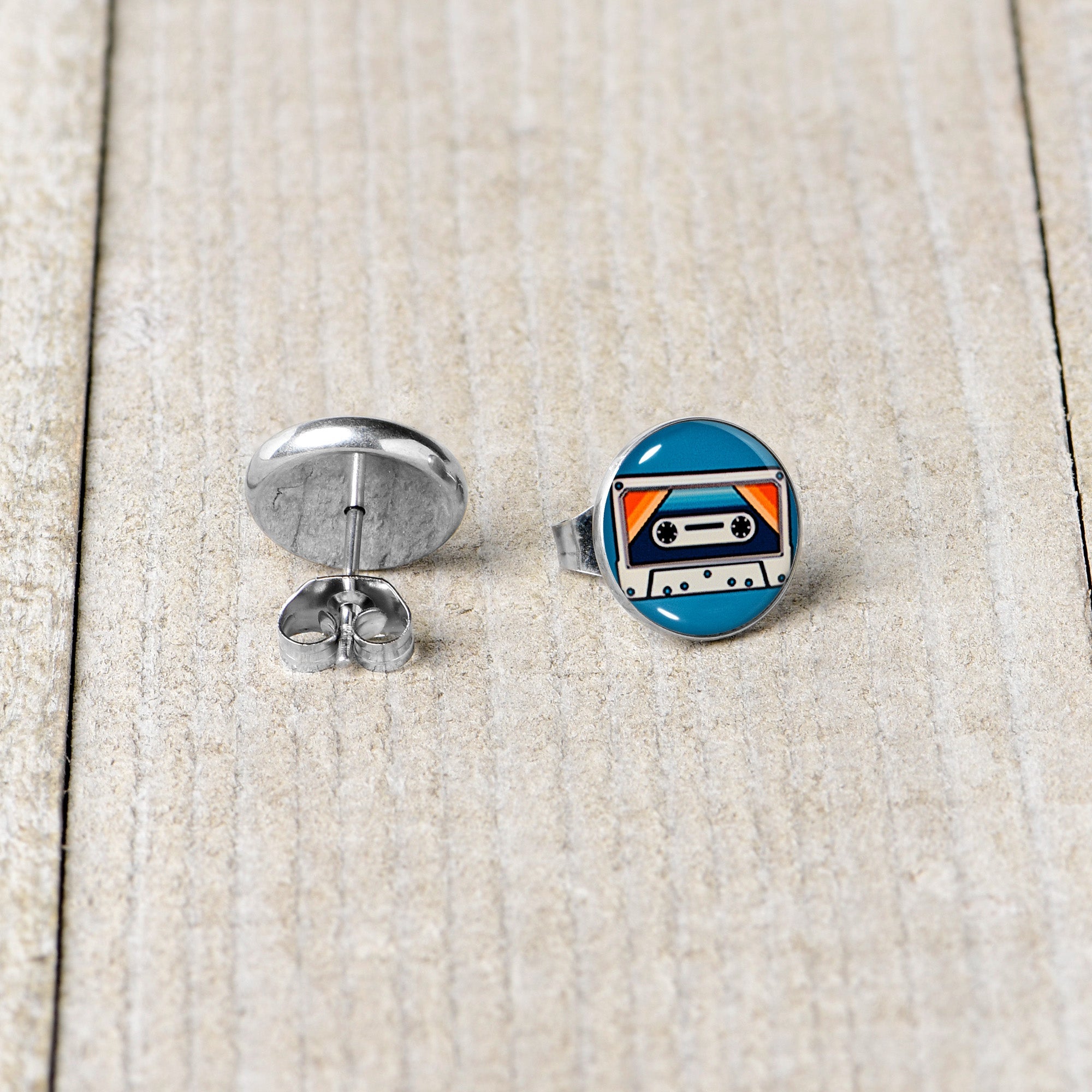 Retro Cassette Tape Stud Earrings by Onyx O