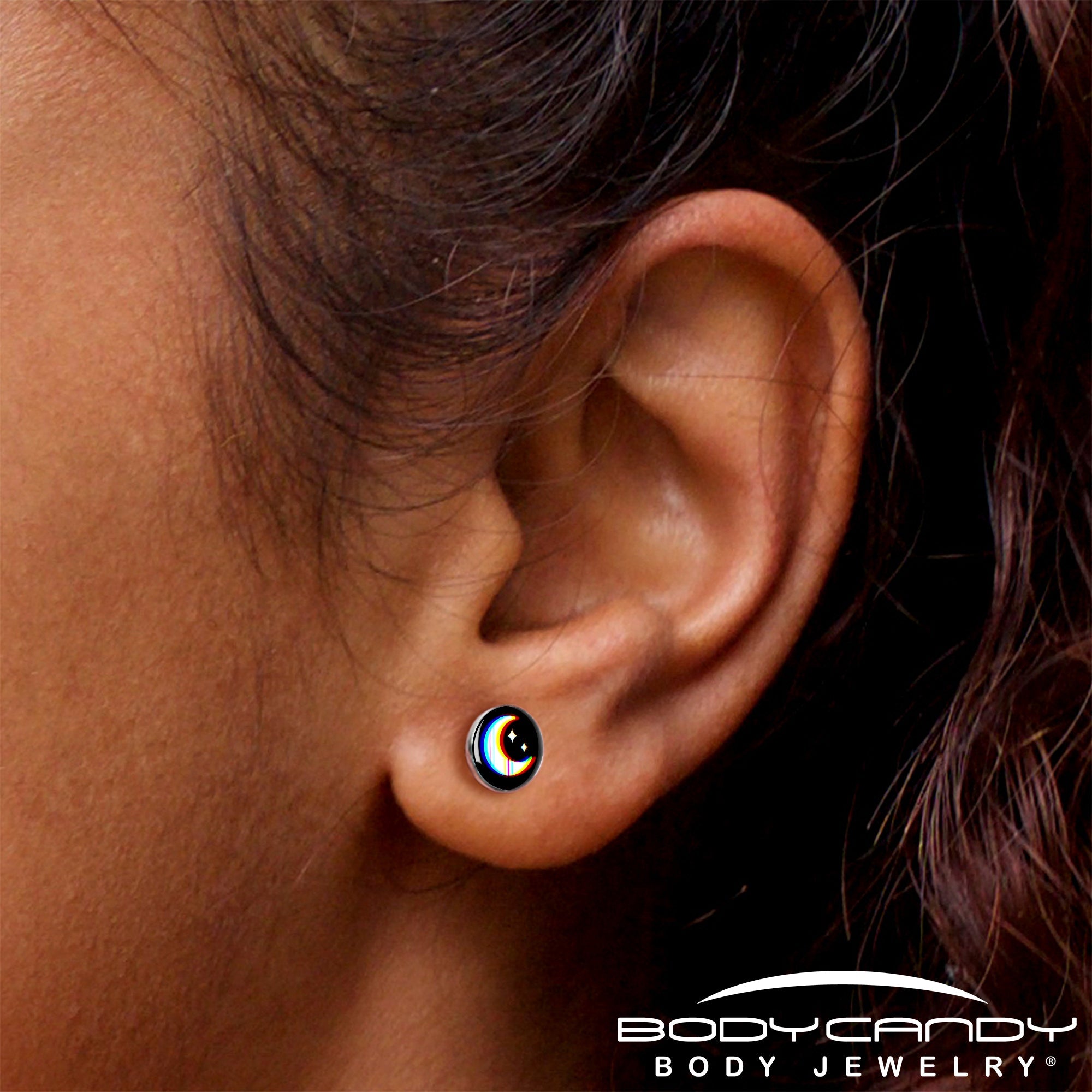 Chromatic Moon Stud Earrings by Onyx O