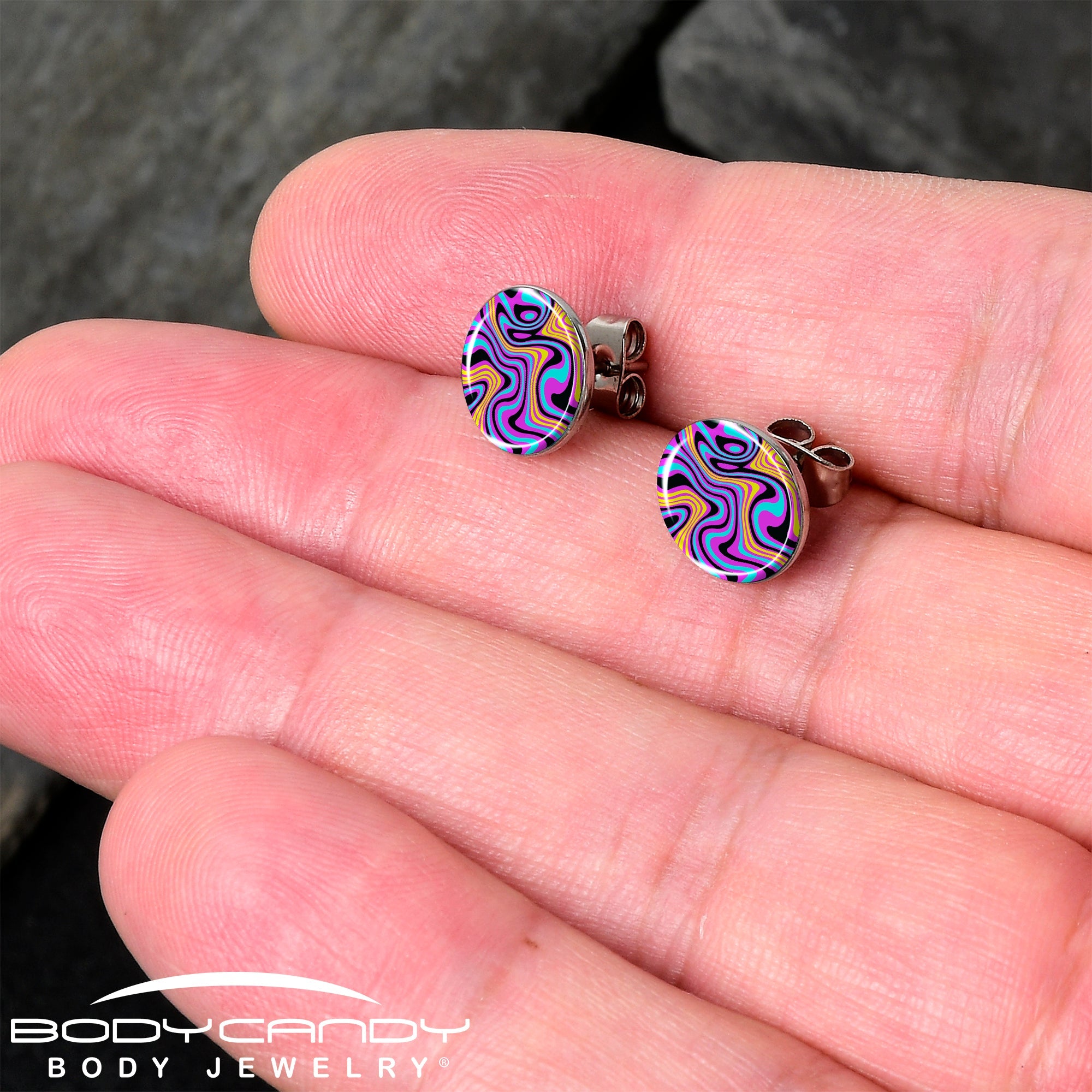 Funky Swirls Stud Earrings by Onyx O