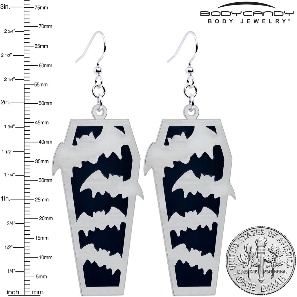 Glowing Bats Coffin Glow in the Dark Dangle Earrings by Onyx O