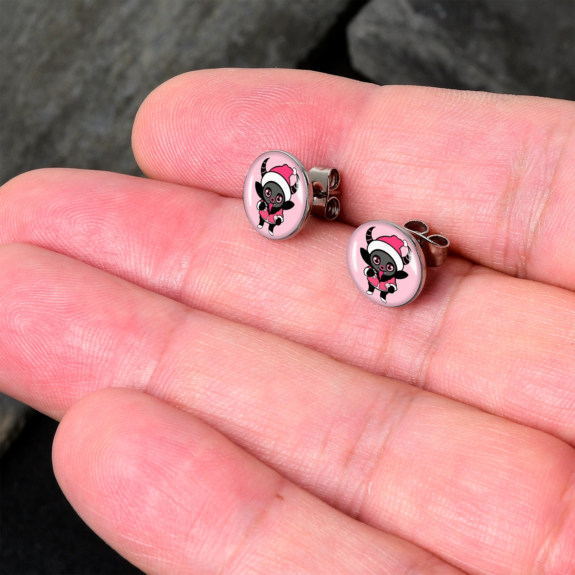 Krampus Cutie Christmas Holiday Stud Earrings by Onyx O