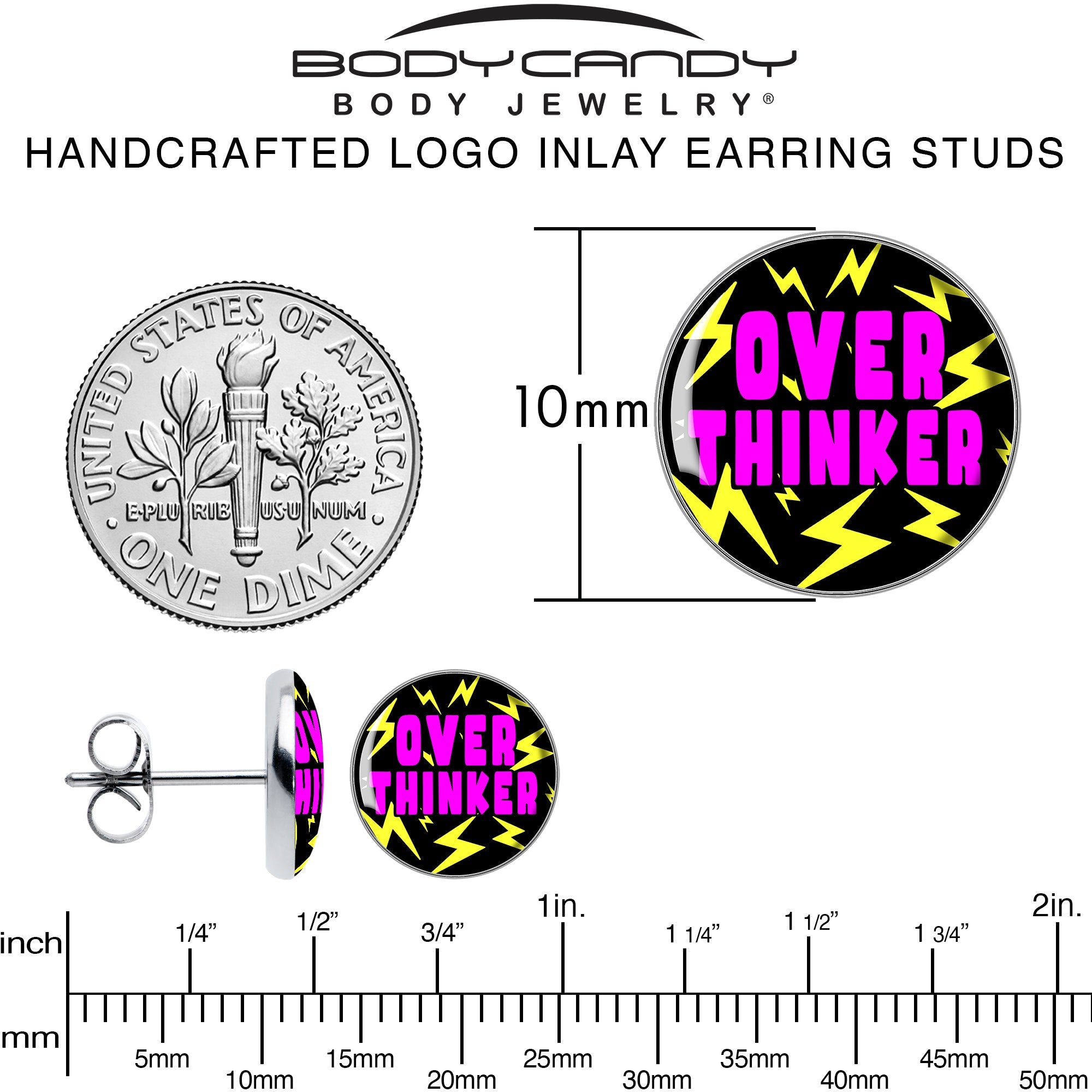 Over Thinker Impact Stud Earrings by Onyx O