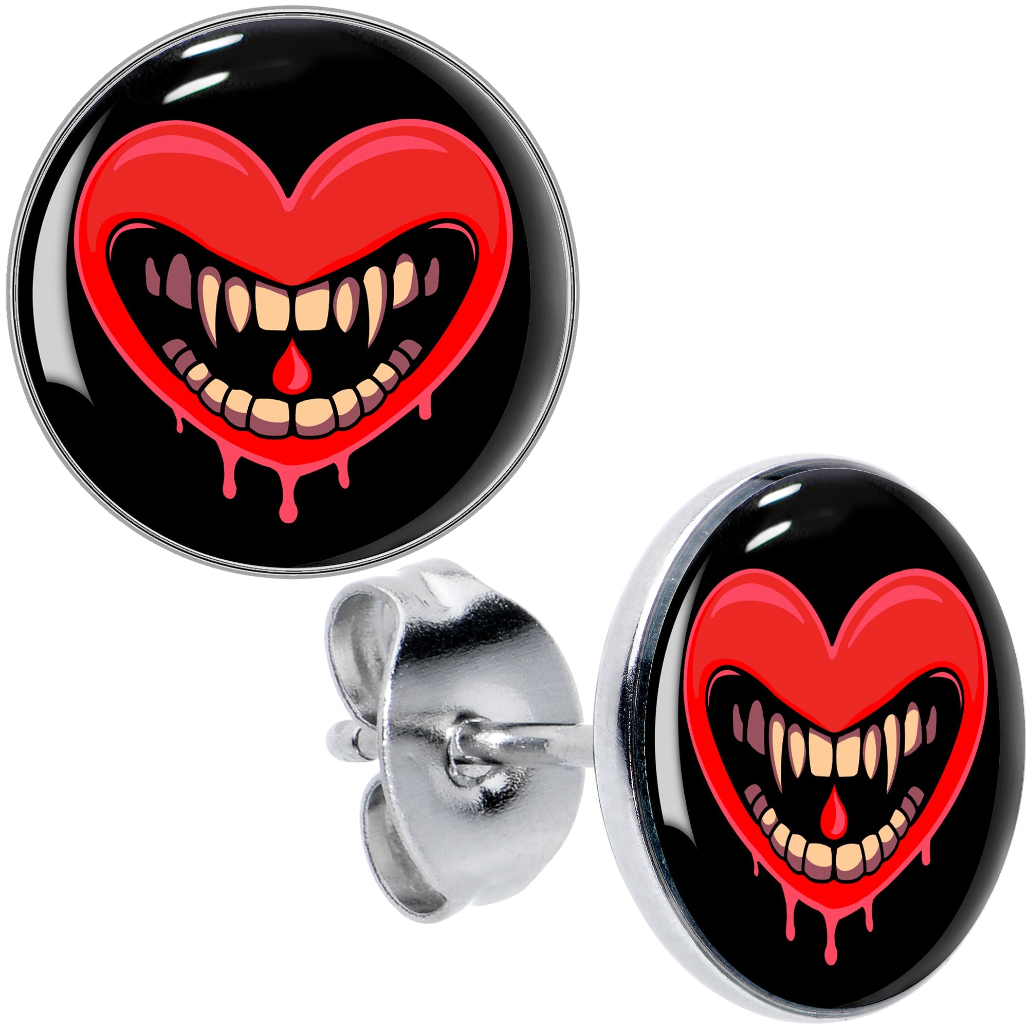 Valentine Heart Vampire Stud Earrings