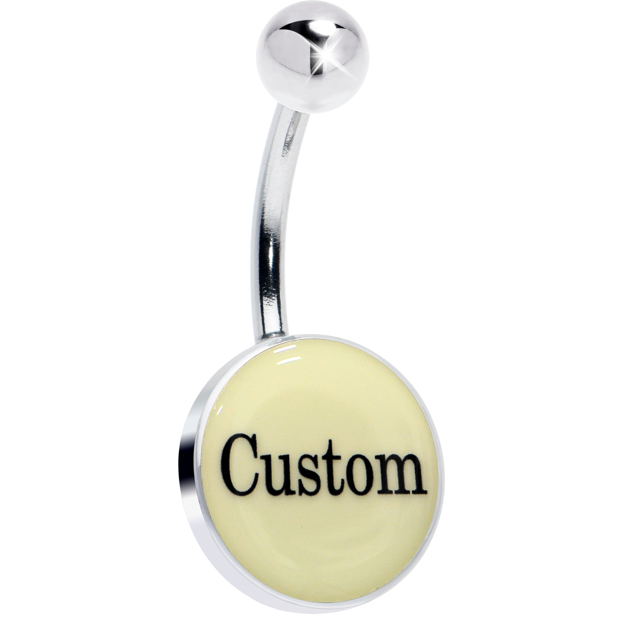 Custom Glow in the Dark Personalized Name Dangle Belly Ring