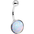 Wear Me White Synthetic Opal Stainless Steel Bottom Mount Belly Ring