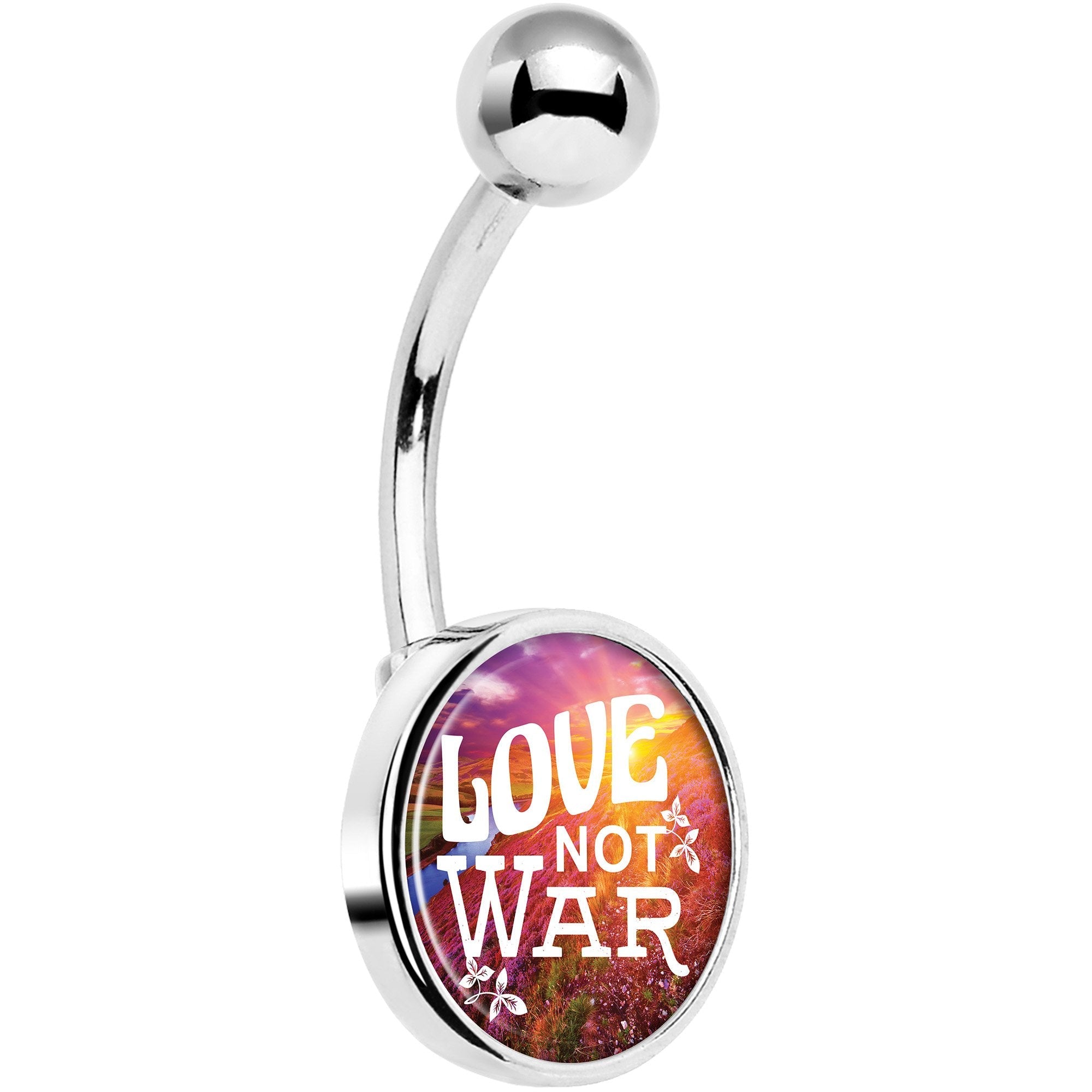 Love Not War Belly Ring