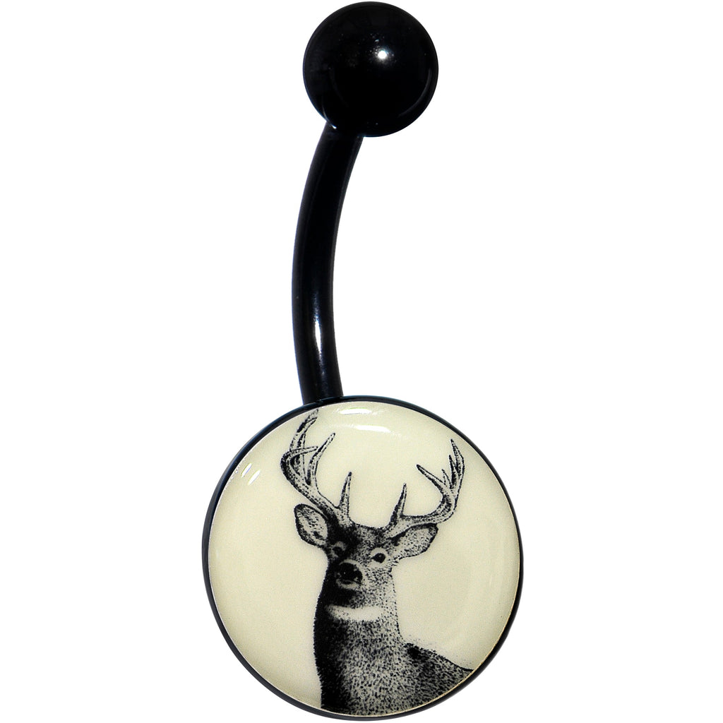 Glow in the Dark Titanium Deer Buck Belly Ring