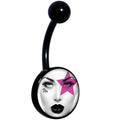 Pretty Pink Model Super Star Black Belly Ring