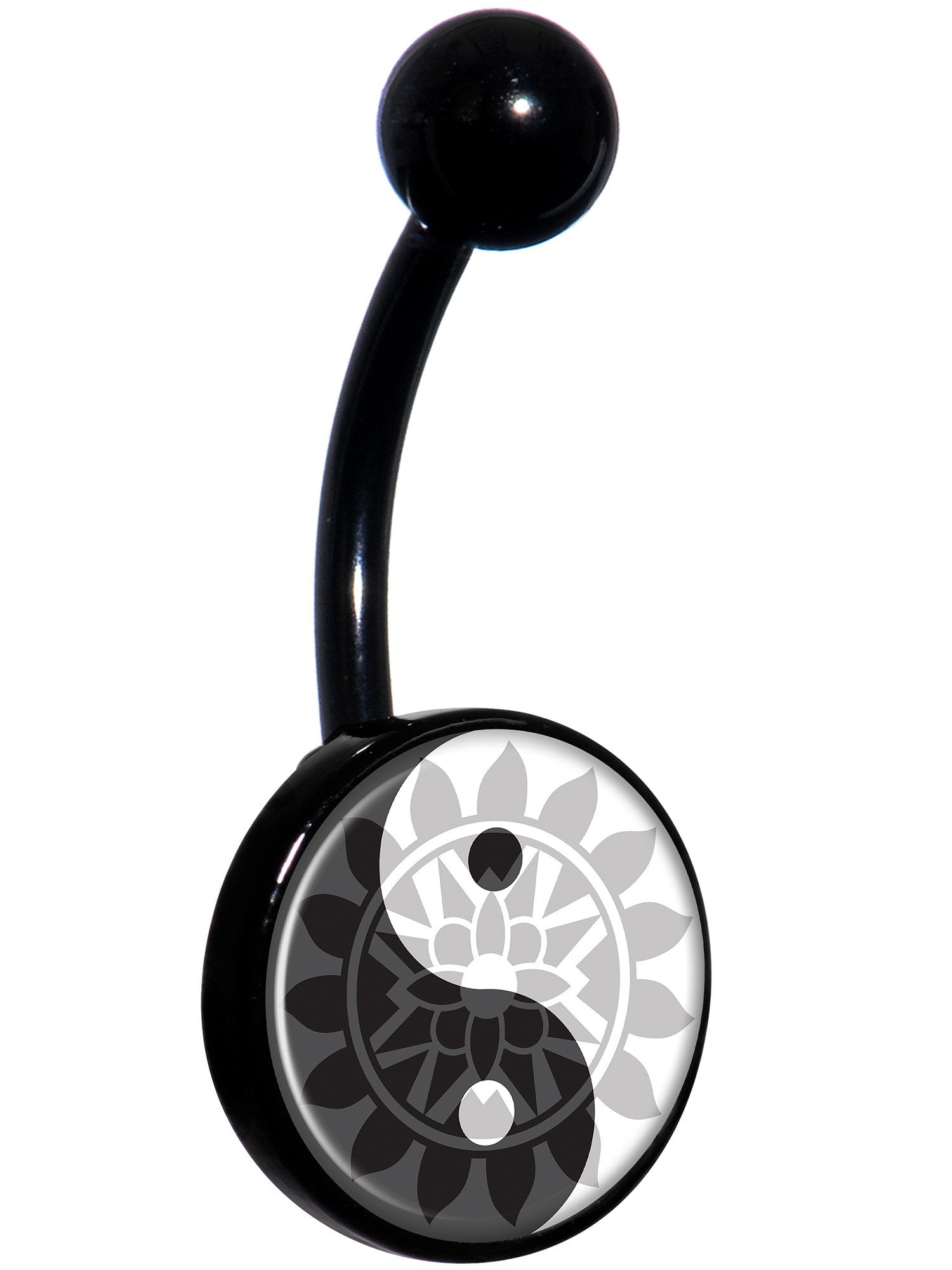Mandala Yin Yang Black Belly Ring